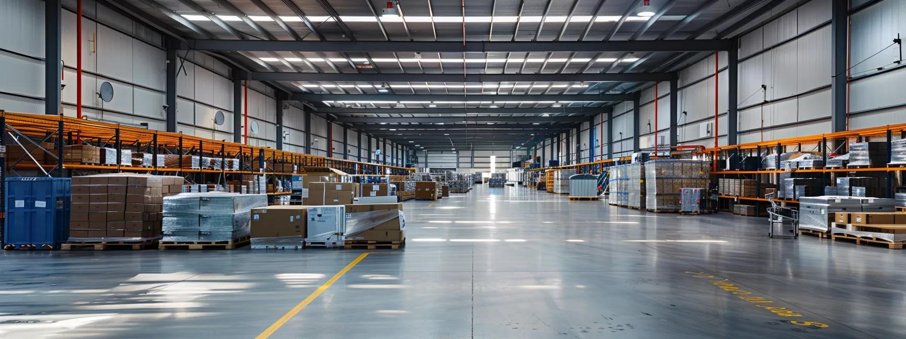 a modern warehouse interior in perth showcases a bustling team of professionals efficiently managing an integrated relocation process, surrounded by organized sections of inventory and advanced machinery, emphasizing the seamless transition and operational readiness of the facility.