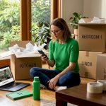 Woman urgently booking Perth movers on phone