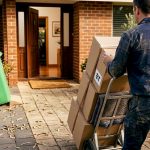 Professional mover handles boxes at Perth home