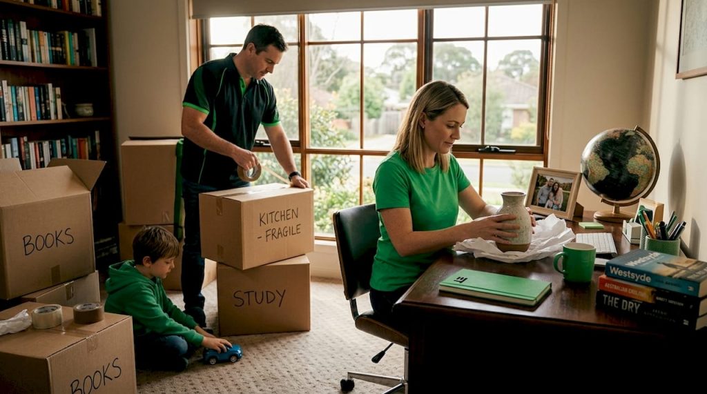 Family packing boxes for interstate move