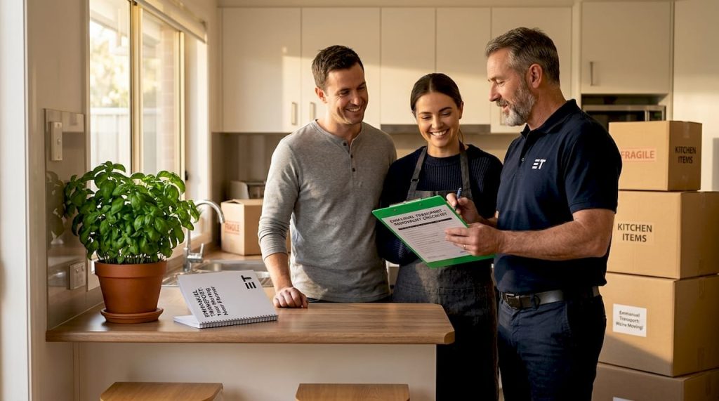 Couple discussing moving quote at home